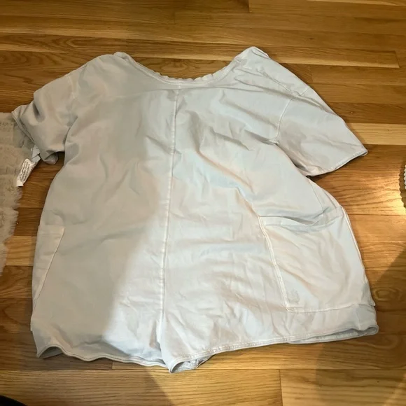 Free People Hot Shot Tee Romper light grey color - Picture 3 of 5